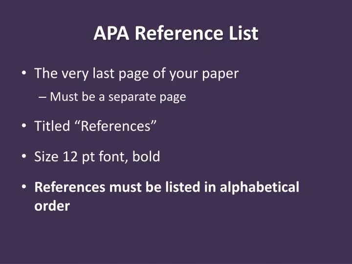 apa reference list