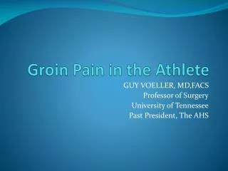 Groin Pain in the Athlete