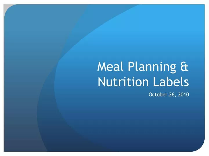 meal planning nutrition labels