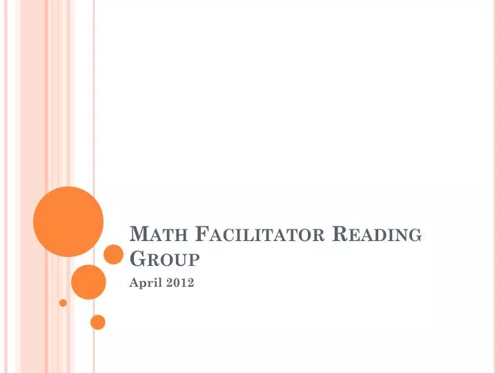 math facilitator reading group