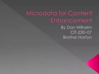 Microdata for Content Enhancement