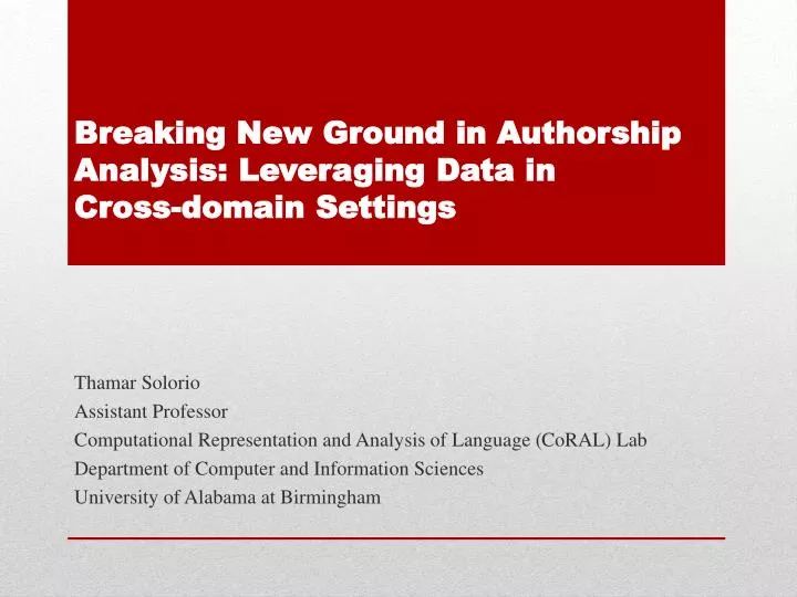 breaking new ground in authorship analysis leveraging data in cross domain settings