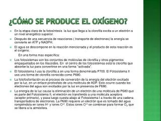 c mo se produce el ox geno
