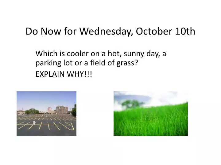 do now for wednesday october 10th