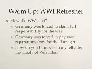 Warm Up: WWI Refresher