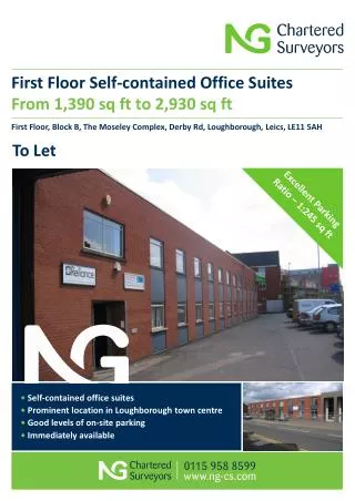 First Floor Self-contained Office Suites From 1,390 sq ft to 2,930 sq ft