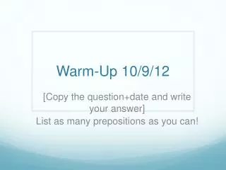 warm up 10 9 12