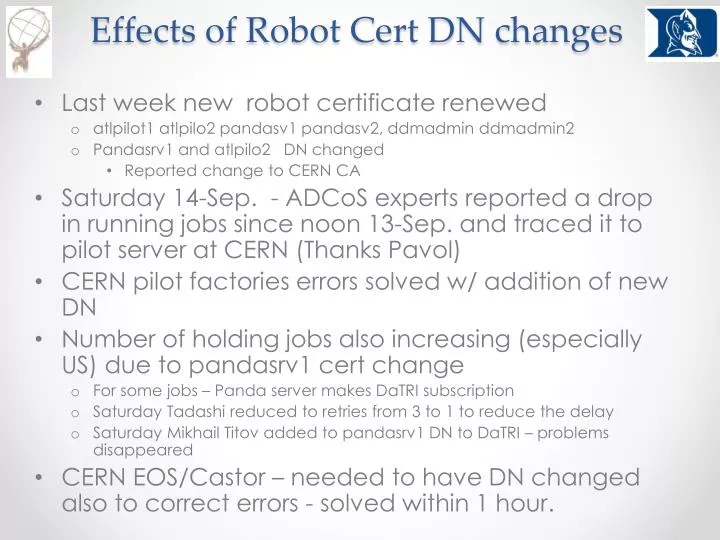effects of robot cert dn changes
