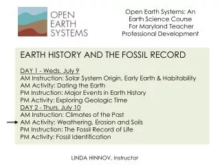 Open Earth Systems: An Earth Science Course For Maryland Teacher Professional Development