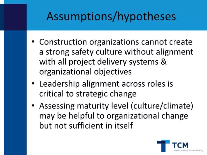 assumptions hypotheses