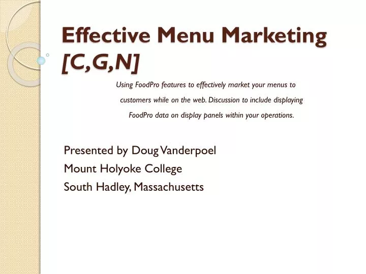 effective menu marketing c g n