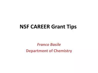 NSF CAREER Grant Tips