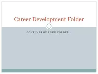 Career Development Folder