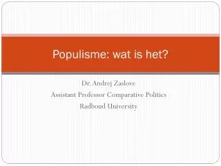 populisme wat is het