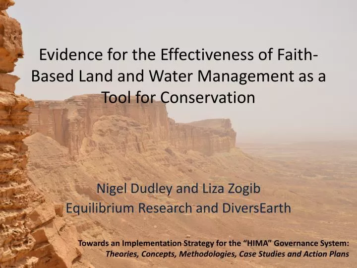 evidence for the effectiveness of faith based land and water management as a tool for conservation