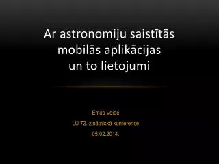 Ar astronomiju saistītās mobilās aplikācijas un to lietojumi