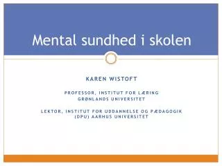 mental sundhed i skolen