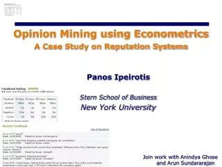 Opinion Mining using Econometrics A Case Study on Reputation Systems