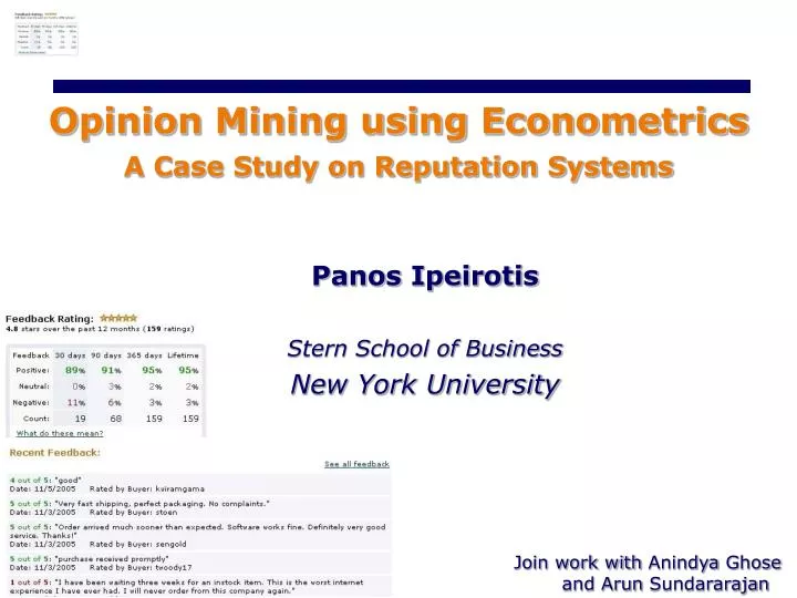 opinion mining using econometrics a case study on reputation systems