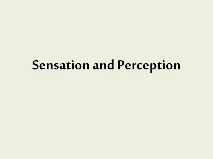 sensation and perception