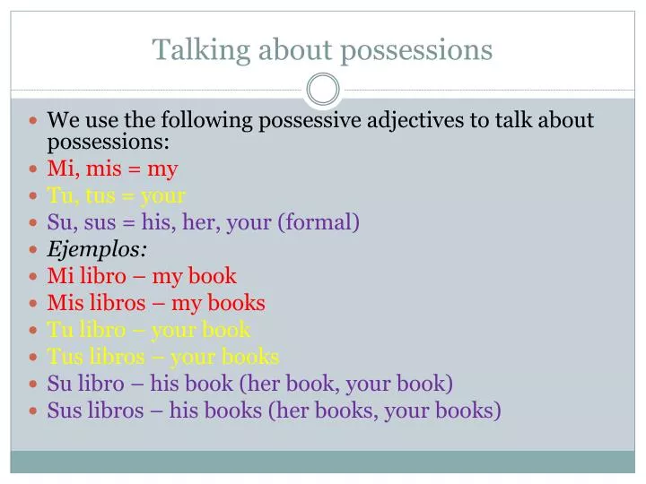 talking about possessions