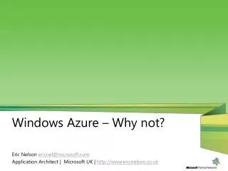 Windows Azure – Why not?