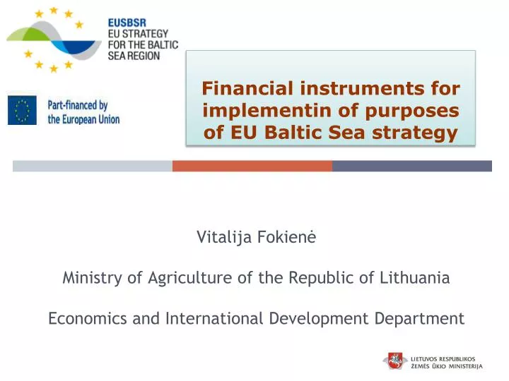 financial instruments for implementin of purposes of eu baltic sea strategy