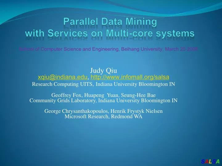 parallel data mining with services on multi core systems