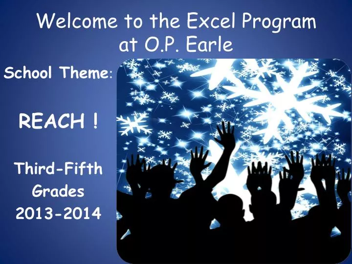 welcome to the excel program at o p earle