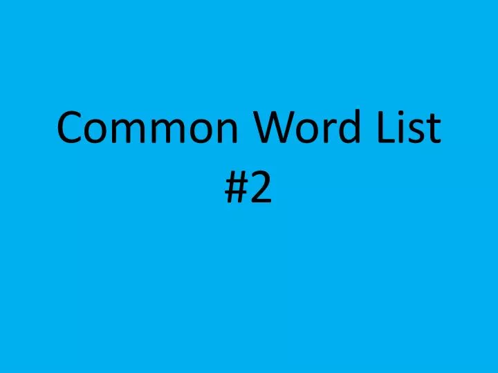 common word list 2