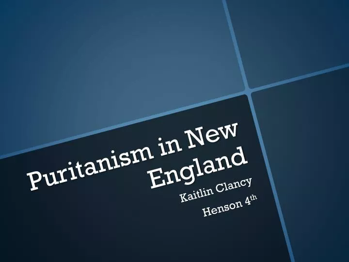 puritanism in new england