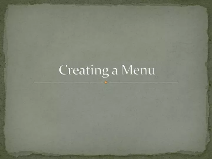 creating a menu