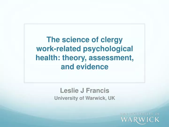 the science of clergy work related psychological health theory assessment and evidence