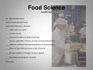 Food Science Jennifer Holt