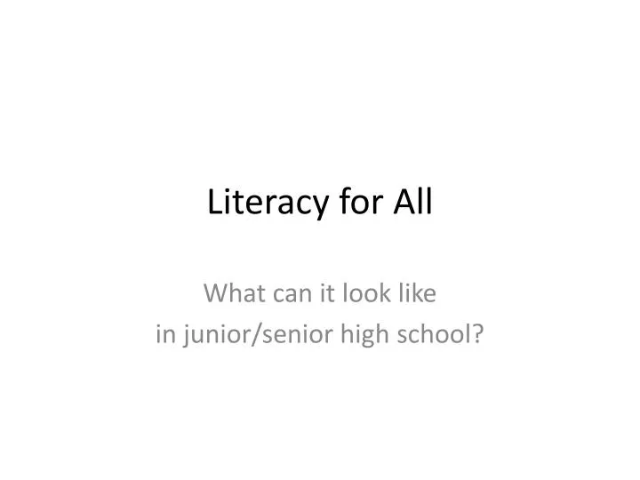 literacy for all