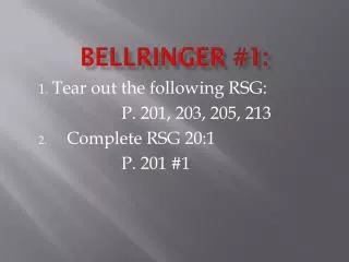 Bellringer #1: