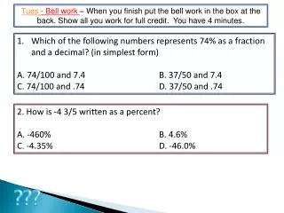 Which of the following numbers represents 74% as a fraction and a decimal? (in simplest form)