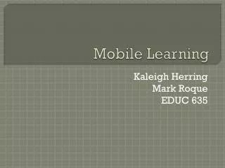 Mobile Learning