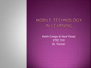 Mobile Technology in Learning