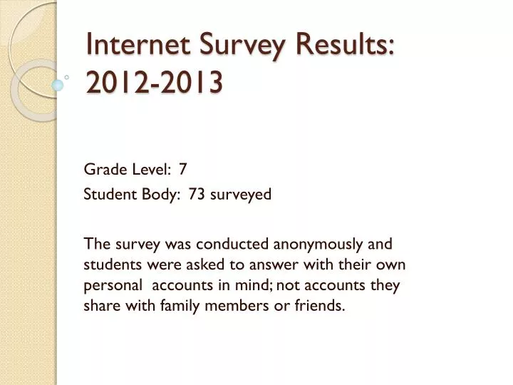 internet survey results 2012 2013