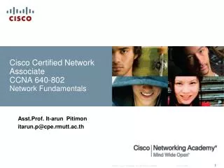 Cisco Certified Network Associate CCNA 640-802 Network Fundamentals