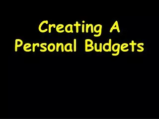 creating a personal budgets