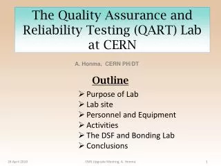 The Quality Assurance and Reliability Testing (QART) Lab at CERN