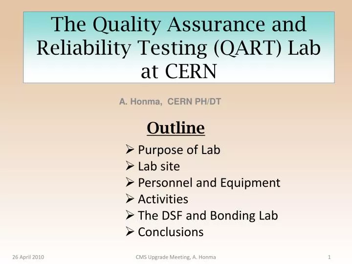 the quality assurance and reliability testing qart lab at cern
