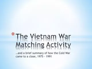 The Vietnam War Matching Activity