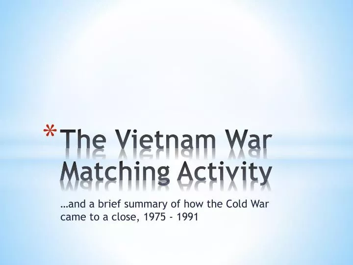 the vietnam war matching activity