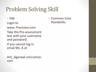 Problem Solving Skill
