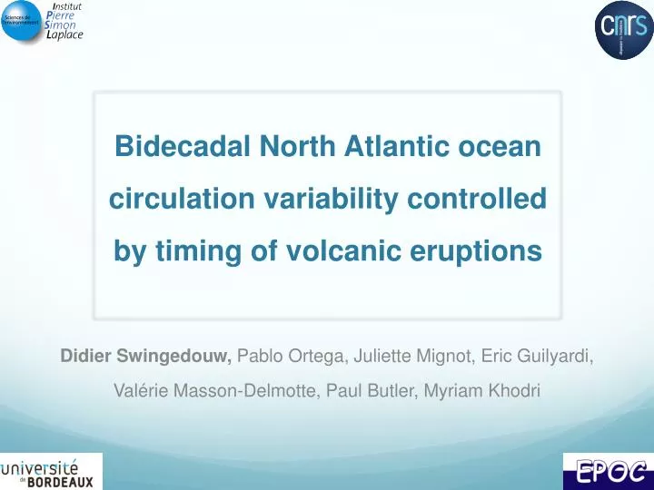 bidecadal north atlantic ocean circulation variability controlled by timing of volcanic eruptions