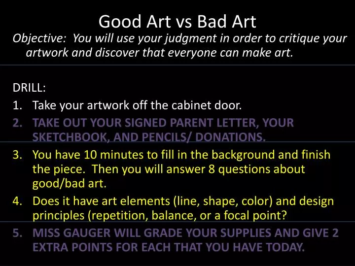 good art vs bad art