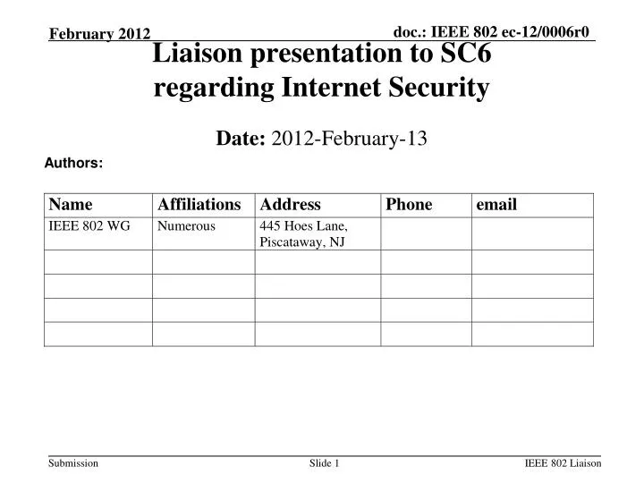 liaison presentation to sc6 regarding internet security